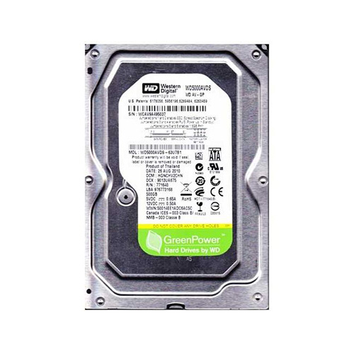 10651 W.D 3.5 500 GB INTELLIPOWER SATA PC HDD WD5000AVDS/AVVS 7/24