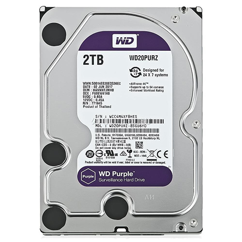 W.D 3.5 2 TB 64 MB INTELLIPOWER SATA PC HDD WD20PURZ 7/24