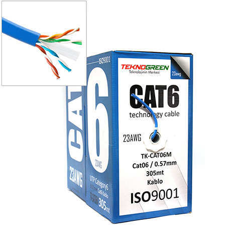 TEKNOGREEN TK-CAT06M CAT6 MAVİ KABLO 305 MT 23 AWG
