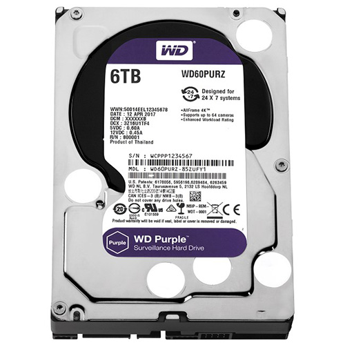 11355 W.D 3.5 6 TB 64 MB INTELLIPOWER SATA PC HDD WD60PURZ 7/24
