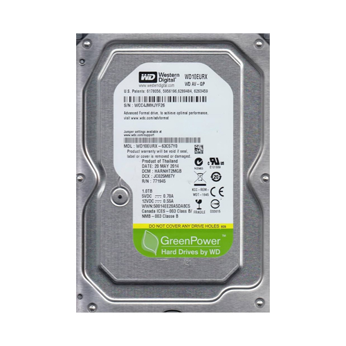 W.D 3.5 1 TB 64 MB 5900 RPM SATA REFURBISHED PC HDD WD10EURX 7/24