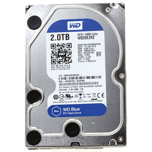 W.D 3.5 2 TB 64 MB INTELLIPOWER SATA PC HDD WD20EZRX
