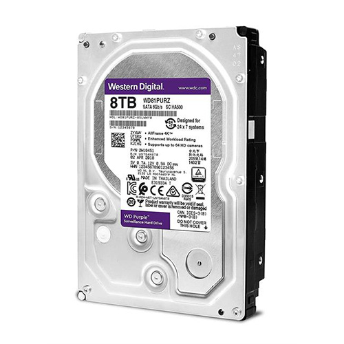 W.D 3.5 8 TB 256 MB INTELLIPOWER SATA PC HDD WD81PURZ 7/24