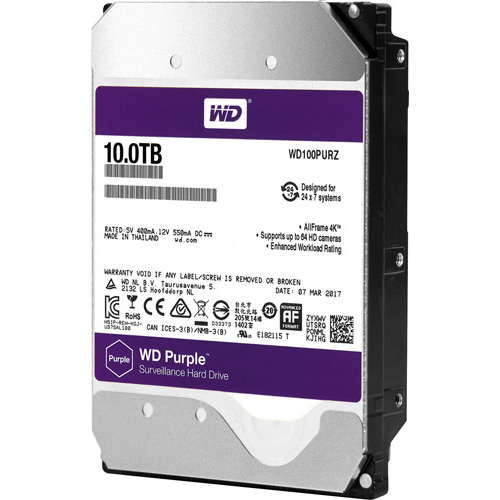 W.D 3.5 10 TB 256 MB INTELLIPOWER SATA PC HDD WD100PURZ 7/24