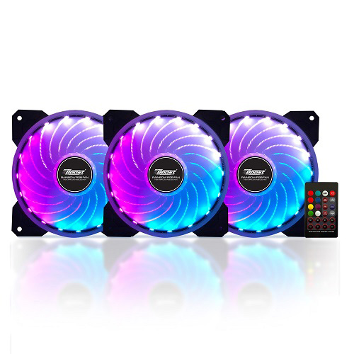 POWERBOOST 12 CM RAINBOW 18X LED RGB HIZ KONTROLLÜ 3 LÜ KASA FANI KİTİ