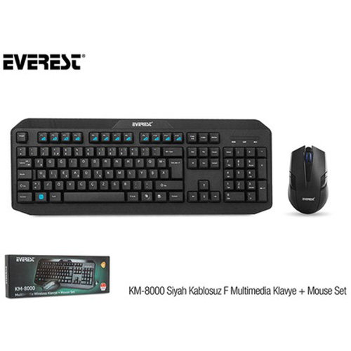 EVEREST KM-8000 F KABLOSUZ SİYAH MULTİMEDYA KLAVYE MOUSE SET