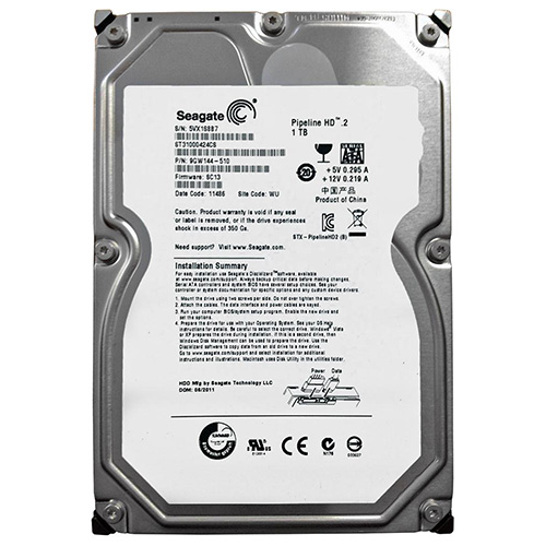 SEAGATE 3.5 1 TB 16 MB 5900 RPM PIPELINE SATA 3 PC HDD ST31000424CS 7/24