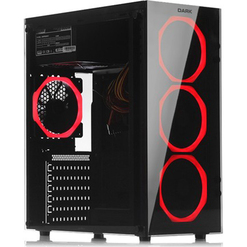 DARK SPIRIT DKCHSPTR500 500 W ATX KASA CAMLI PENCERELİ SİYAH USB 3.0 4XKIRMIZI LED FAN