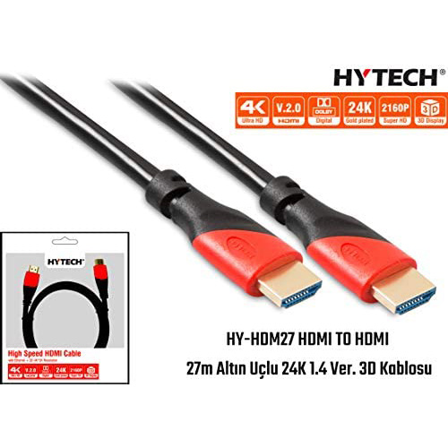 13929 HYTECH HY-HDM27 25 MT ALTIN UÇ HDMI KABLO