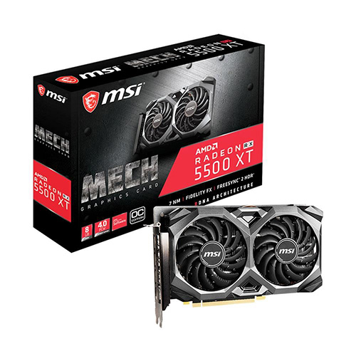 13934 MSI 8 GB RX5500 XT GDDR6 128 BIT MECH 8G OC HDMI DP AMD EKRAN KARTI