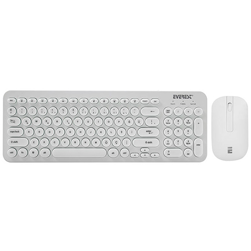 EVEREST KM-01W Q KABLOSUZ BEYAZ MULTIMEDYA KLAVYE MOUSE SET YUVARLAK TUŞLU