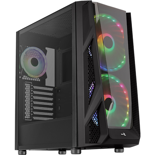 AEROCOOL NIGHTHAWK DUO AE-NGHTHWKD-750BR 750W 80+ BRONZE ATX KASA TEMPERED GLASS 3 X FRGB FAN
