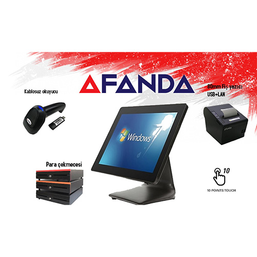 AFANDA GL-1500 I3 4 GB 64 GB SSD 15 +KABLOSUZ BARKOD OKUYUCU+ÇEKMECE+FİŞ YAZICI DOKUNMATİK POS PC