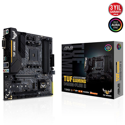 ASUS AMD TUF B450M-PLUS II GAMING B450 DDR4 VGA GLAN 1XM2 AM4 ANAKART