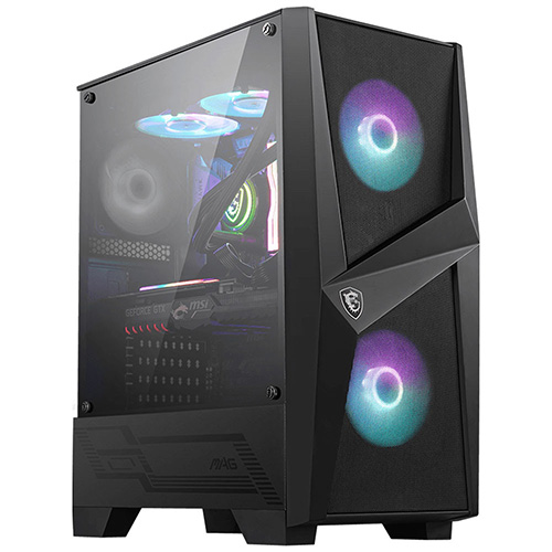 MSI MAG FORGE 100R POWER SUPPLY YOK ATX GAMING KASA TEMPERLİ CAM SİYAH 2XA-RGB 1X120 MM FAN