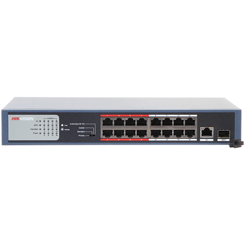 HIKVISION DS-3E0318P-E/M 16 PORT POE 1 PORT SFP 1 PORT GBIT UPLINK 10/100 SWITCH 130W