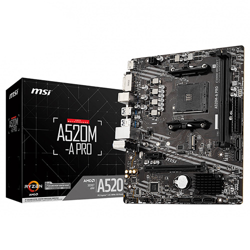 15314 MSI A520 A520M-A PRO DDR4 GLAN 16X AM4 M2 NVME ANAKART