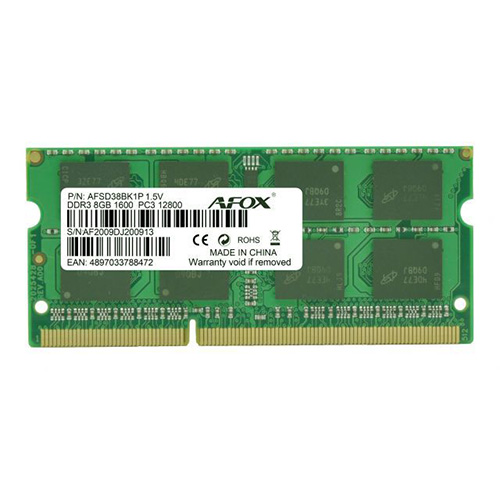 AFOX 8 GB 1600 MHZ DDR3 NOTEBOOK RAM AFSD38BK1P 1.5 V