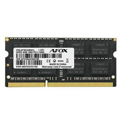 AFOX 4 GB 1600 MHZ DDR3 NOTEBOOK RAM AFSD34BN1L 1.35 V