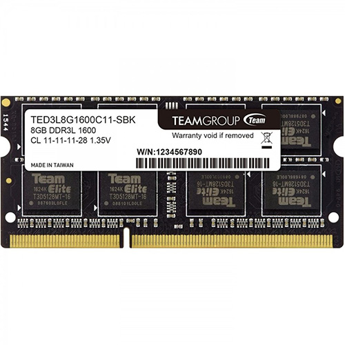 TEAM ELITE 8 GB 1600 MHZ DDR3 NOTEBOOK RAM TED3L8G1600C11-S01 1.35 V
