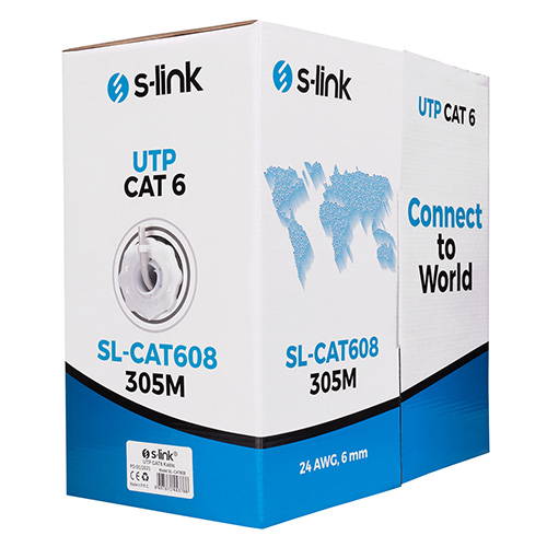 S-LINK SL-CAT608 CAT6 GRİ KABLO 305 MT 24 AWG NETWORK KABLOSU GRİ