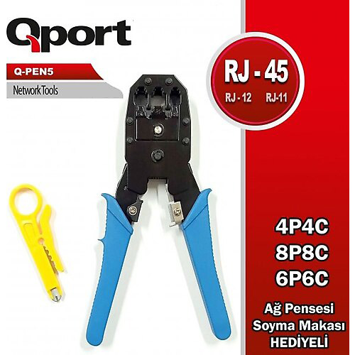 QPORT Q-PEN5 RJ45 RJ11 RJ12 KONNEKTÖR SIKMA PENSESİ