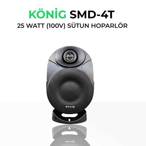 KONİG SMD-4T 25W RMS İKİ YOLLU SİYAH SÜTUN HOPARLÖR