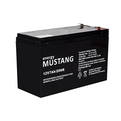 MUSTANG 12V 7A KURU BAKIMSIZ AKÜ SİYAH