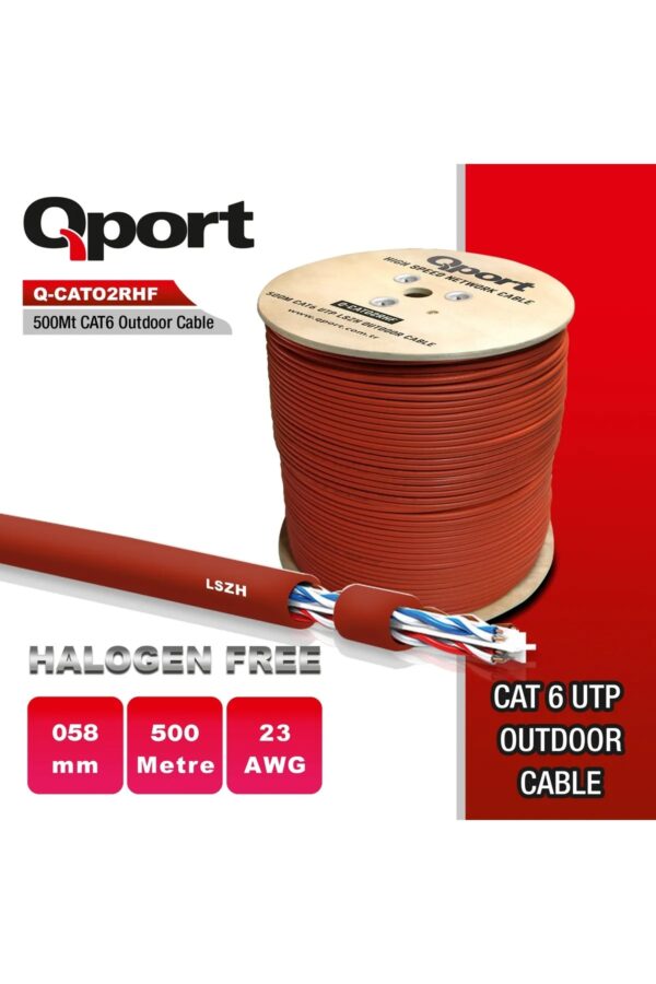QPORT Q-CAT02RHF CAT6 500 MT 23 AWG HALOGEN FREE TURUNCU MAKARALI OUTDOOR KABLO