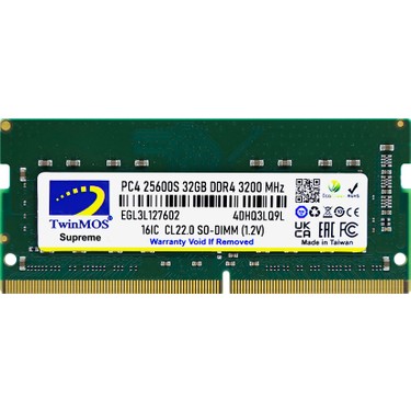 TWINMOS 32 GB 3200 MHZ DDR4 NOTEBOOK RAM MDD432GB3200N