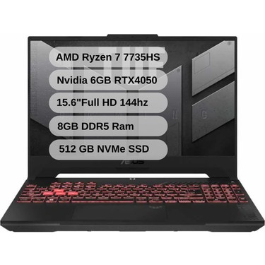 ASUS FA507NU-LP030W-GAMING RYZEN 7 7735HS 8 GB 512 GB NVME SSD 6 GB RTX4050 15.6 W11 HOME