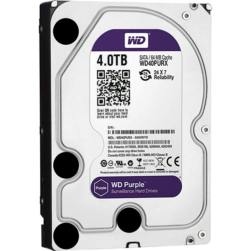 W.D 3.5 4 TB 64 MB 7200 RPM SATA PC HDD WD40PURX 7/24